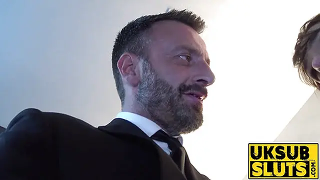 UKSubSluts com - Brunette teen's small tits cum on stiff cock and delight