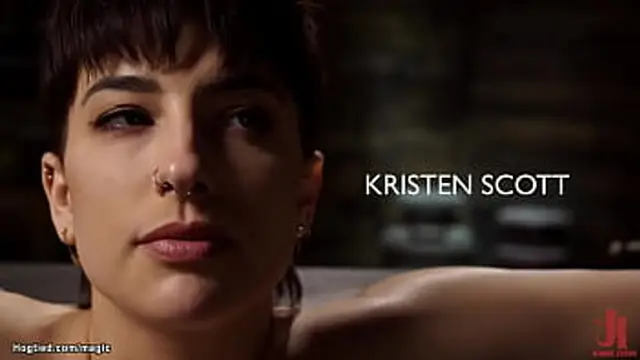 Master The Pope added clamps to nipples and vulnerable flesh of bound brunette babe Kristen Scott then flogged her in back arch position