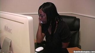 Ebony babe takes cock in the ass