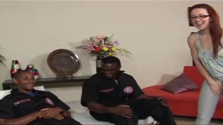 Sweet n' sour, glasses-wearing nympho gets devoured in interracial gangbang bliss