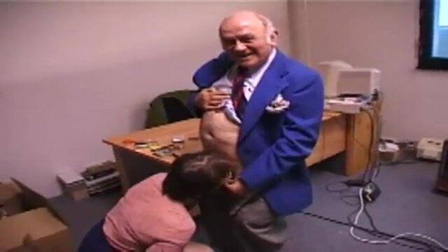 Old man takes his mature wife erect and creams on her face