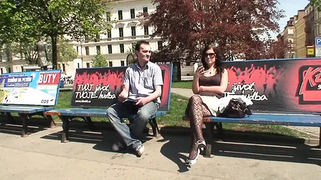 A sexy brown-haired lady enjoys rough outdoor action