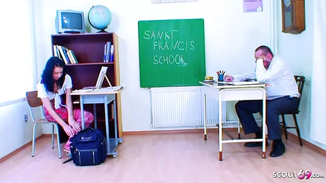 Naughty😈 Virgin Seduced by Rude Teacher in Private🤫 Classroom