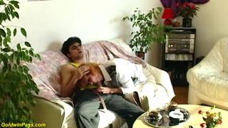 Rough rode by the toyboy, horny🥵 redhead's bald beaver gets pounded mercilessly