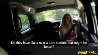 Blonde babe gets double penetrated in cab ride fuck fest