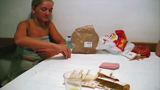 Two naughty😈 German babes delivering intense blowjobs to two massive cocks